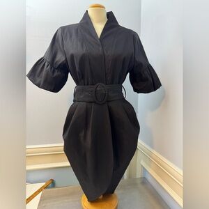 Samuel Dong Black Belted Tulip Coat / Dress
